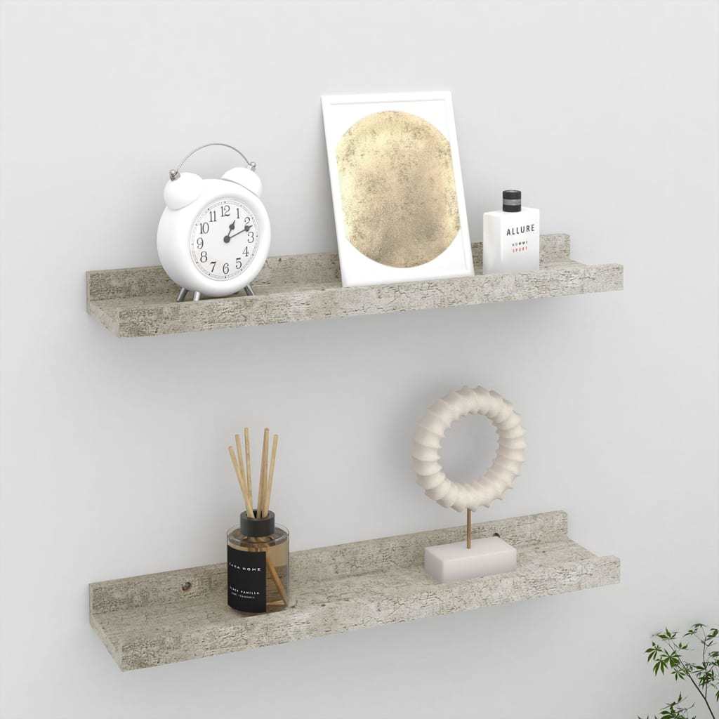 Wall Shelves 2 pcs Concrete Gray 15.7"x3.5"x1.2"