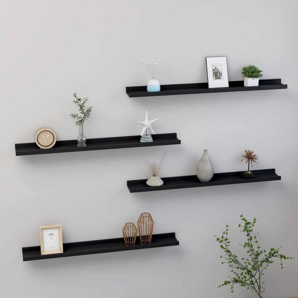 Wall Shelves 4 pcs Black 31.5"x3.5"x1.2"