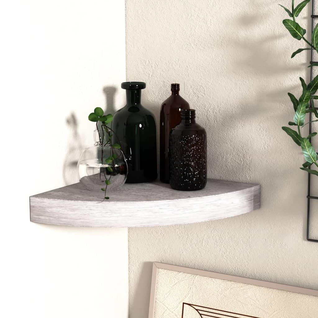 Wall Corner Shelf Concrete Gray 9.8"x9.8"x1.4" MDF