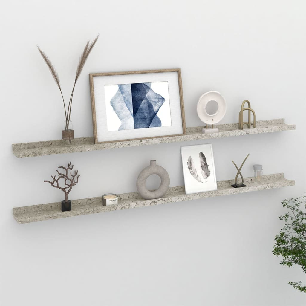 Wall Shelves 2 pcs Concrete Gray 45.3"x3.5"x1.2"