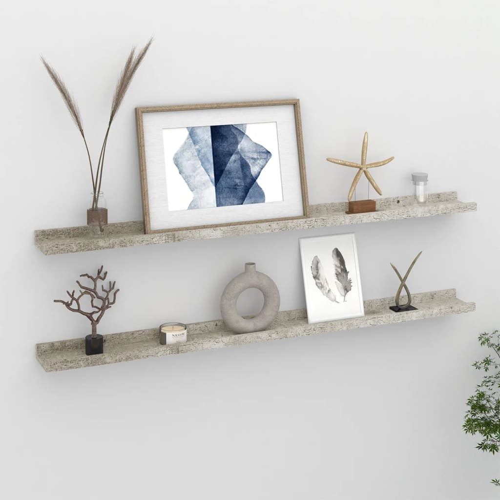 Wall Shelves 2 pcs Concrete Gray 39.4"x3.5"x1.2"