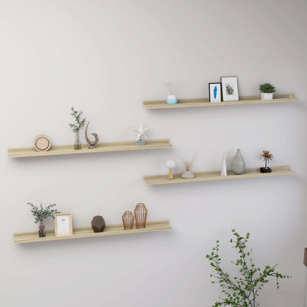 Wall Shelves 4 pcs Sonoma Oak 39.4"x3.5"x1.2"