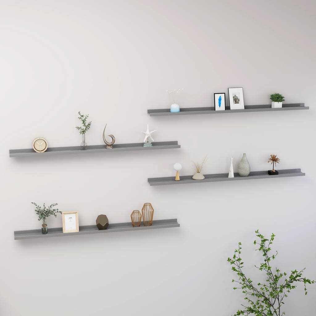 Wall Shelves 4 pcs Gray 45.3"x3.5"x1.2"