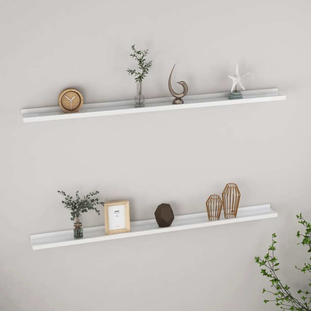 Wall Shelves 2 pcs High Gloss White 45.3"x3.5"x1.2"