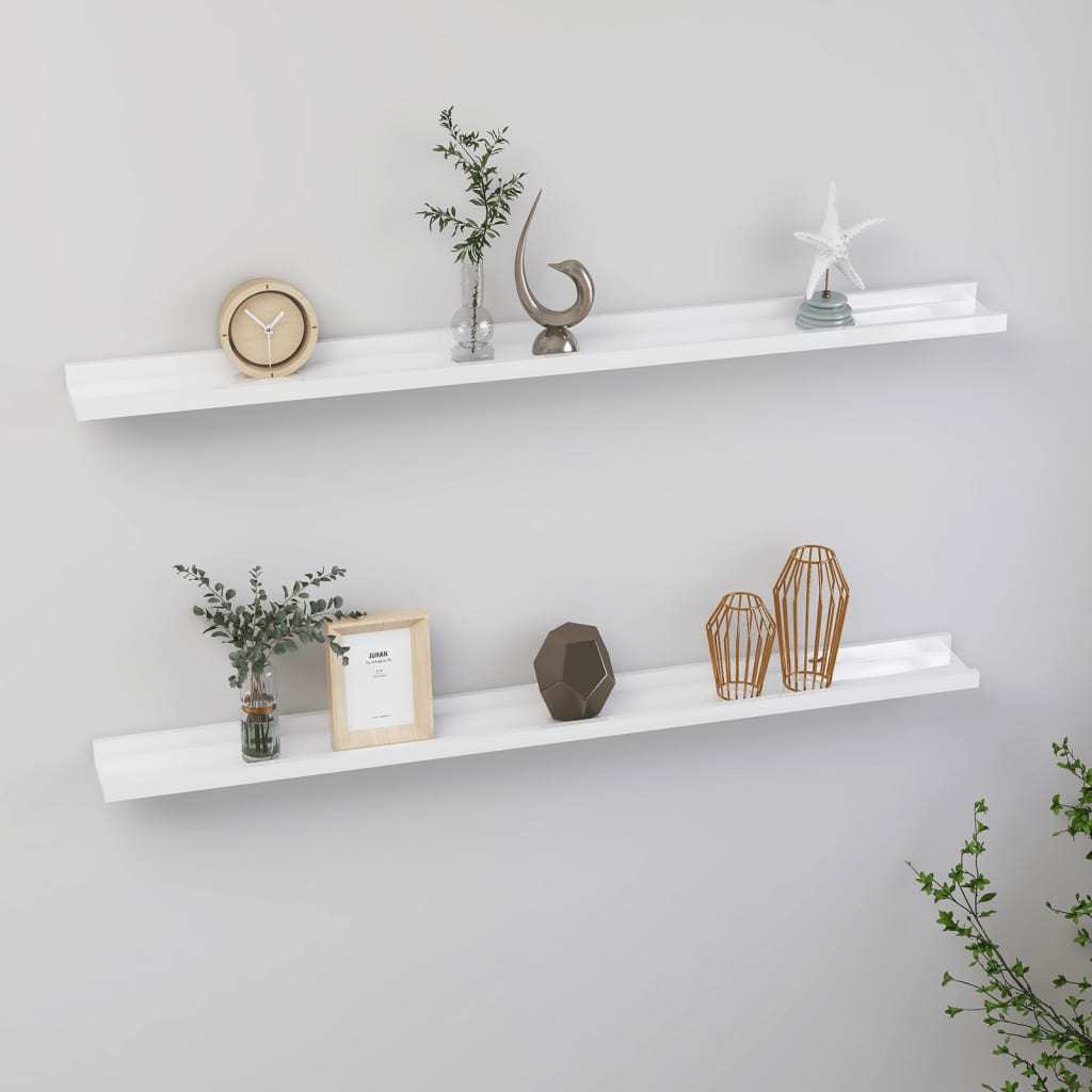 Wall Shelves 2 pcs High Gloss White 39.4"x3.5"x1.2"