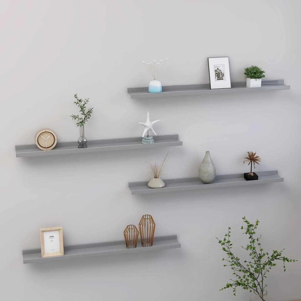 Wall Shelves 4 pcs Gray 31.5"x3.5"x1.2"