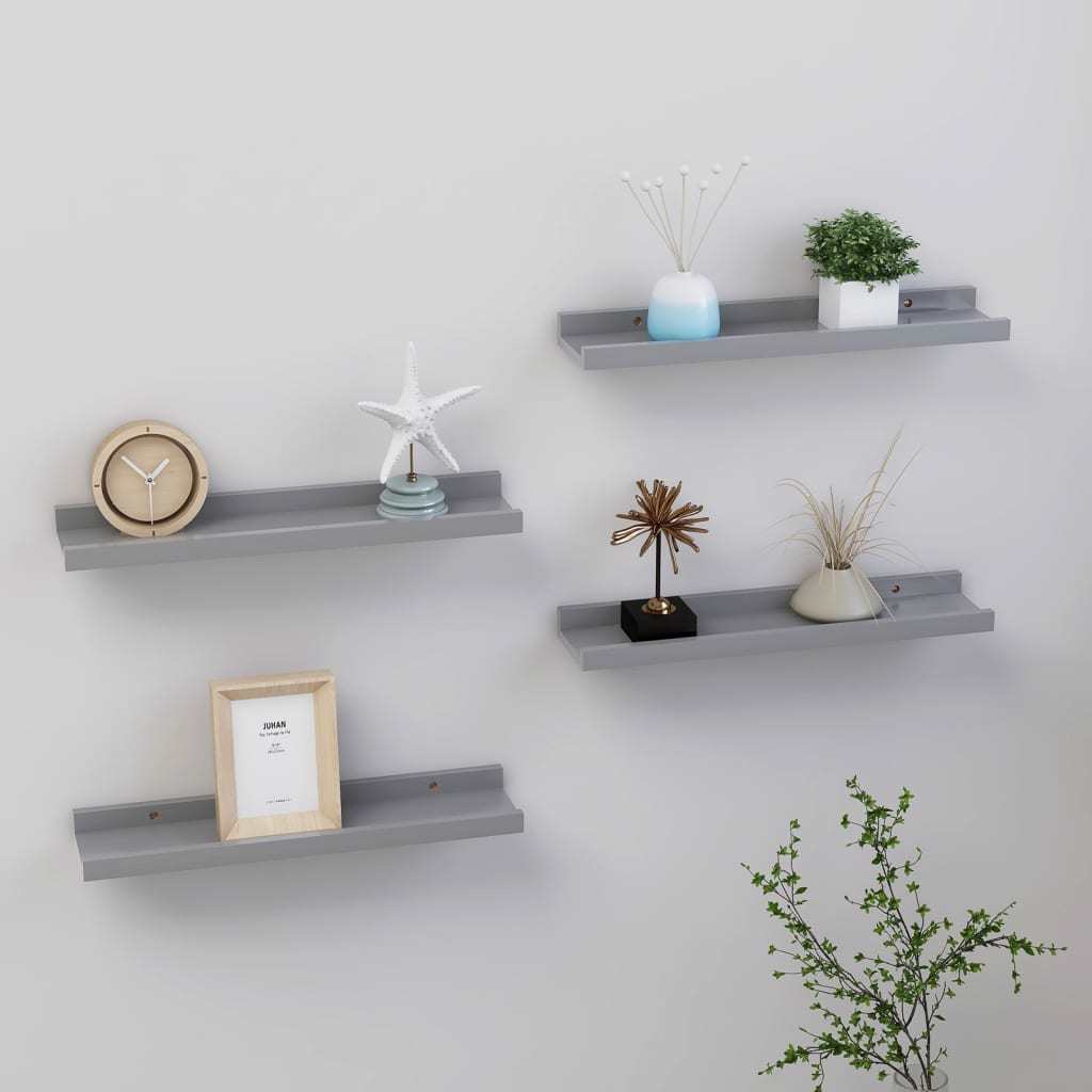 Wall Shelves 4 pcs Gray 15.7"x3.5"x1.2"