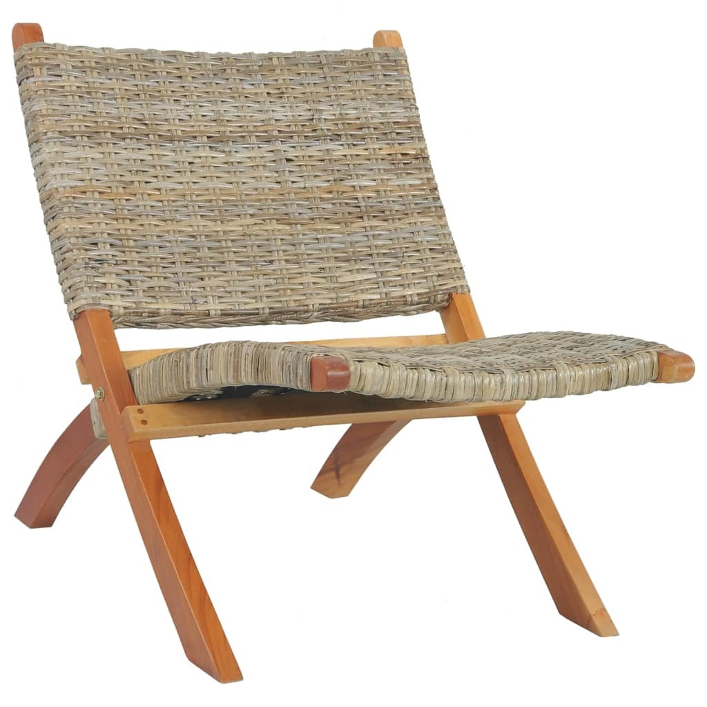 Relaxing Chair Natural Kubu Rattan and Solid Mahogany Wood