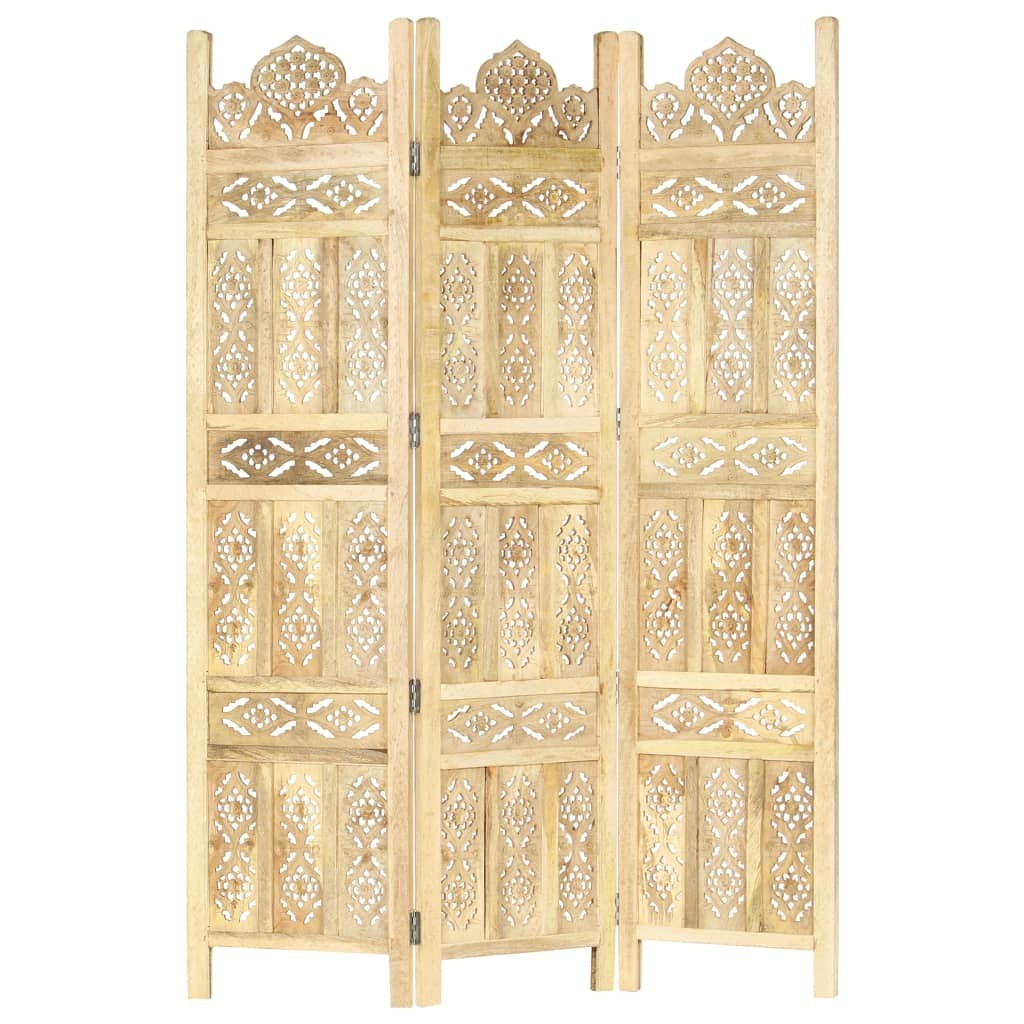 Hand carved 3-Panel Room Divider 47.2"x65" Solid Mango Wood