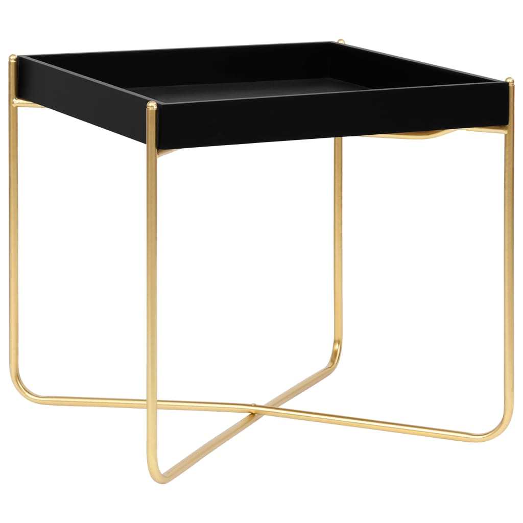 Side Table Black and Gold 15"x15"x15.2" MDF