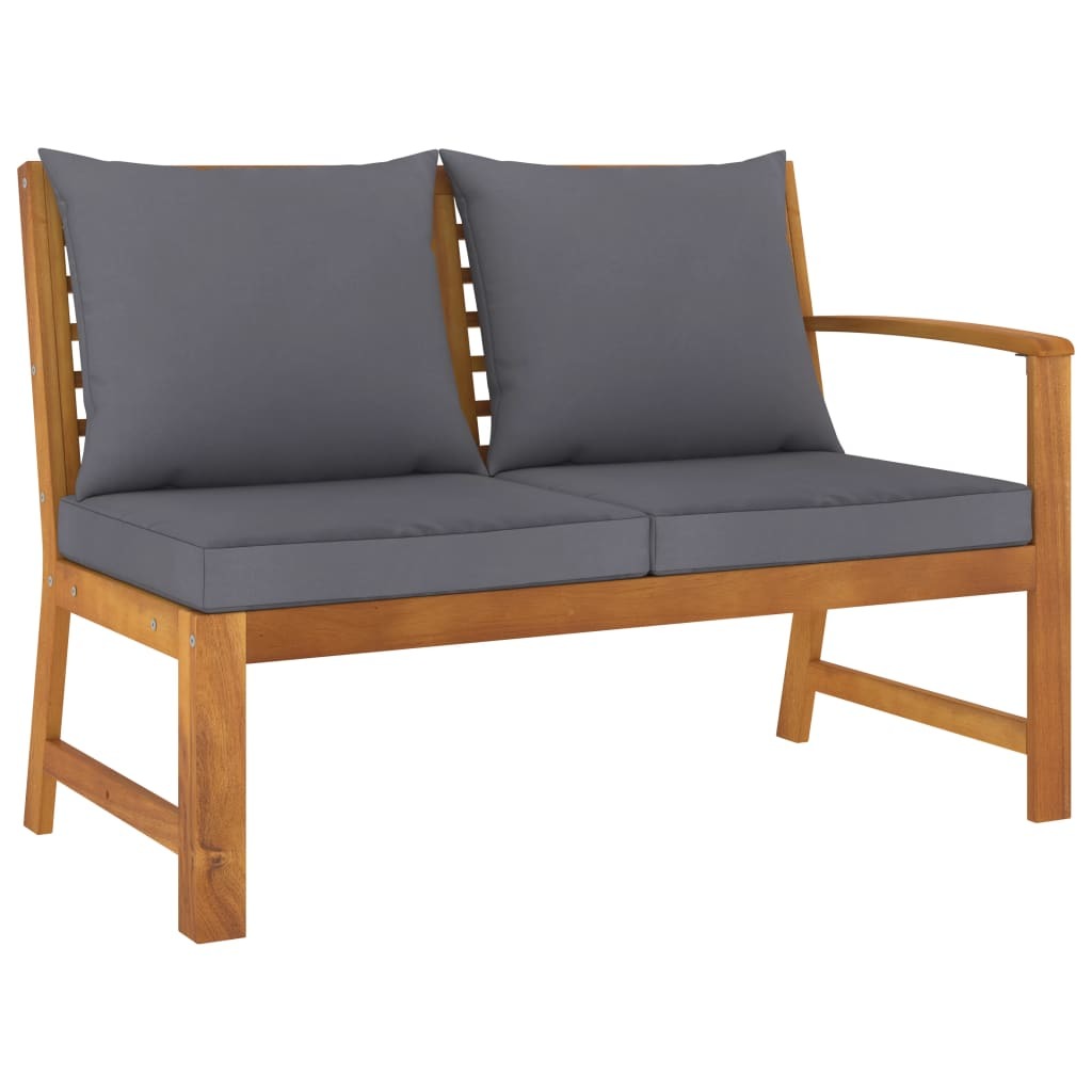 Patio Bench 45.1" with Dark Gray Cushion Solid Acacia Wood