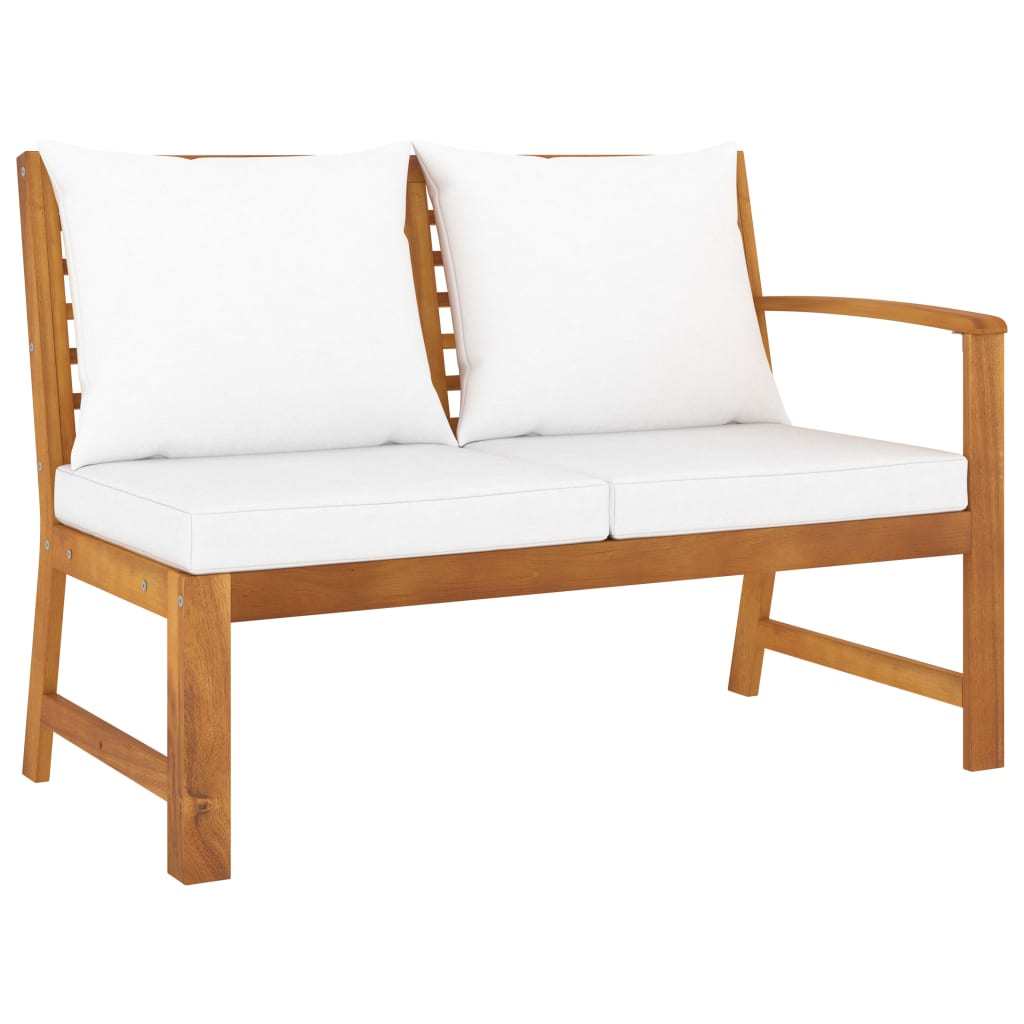 Patio Bench 45.1" with Cream Cushion Solid Acacia Wood