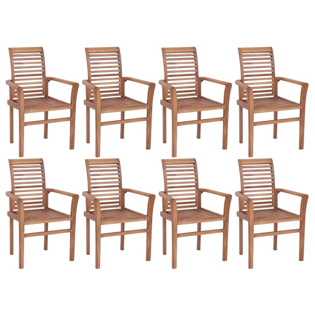 Stacking Dining Chairs 8 pcs Solid Teak Wood