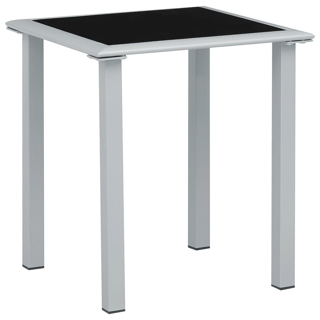 Patio Table Black and Silver 16.1"x16.1"x17.7" Steel and Glass