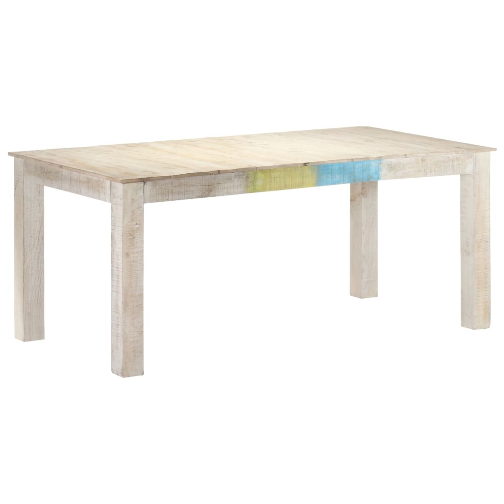 Dining Table White 70.9"x35.4"x29.9" Solid Mango Wood