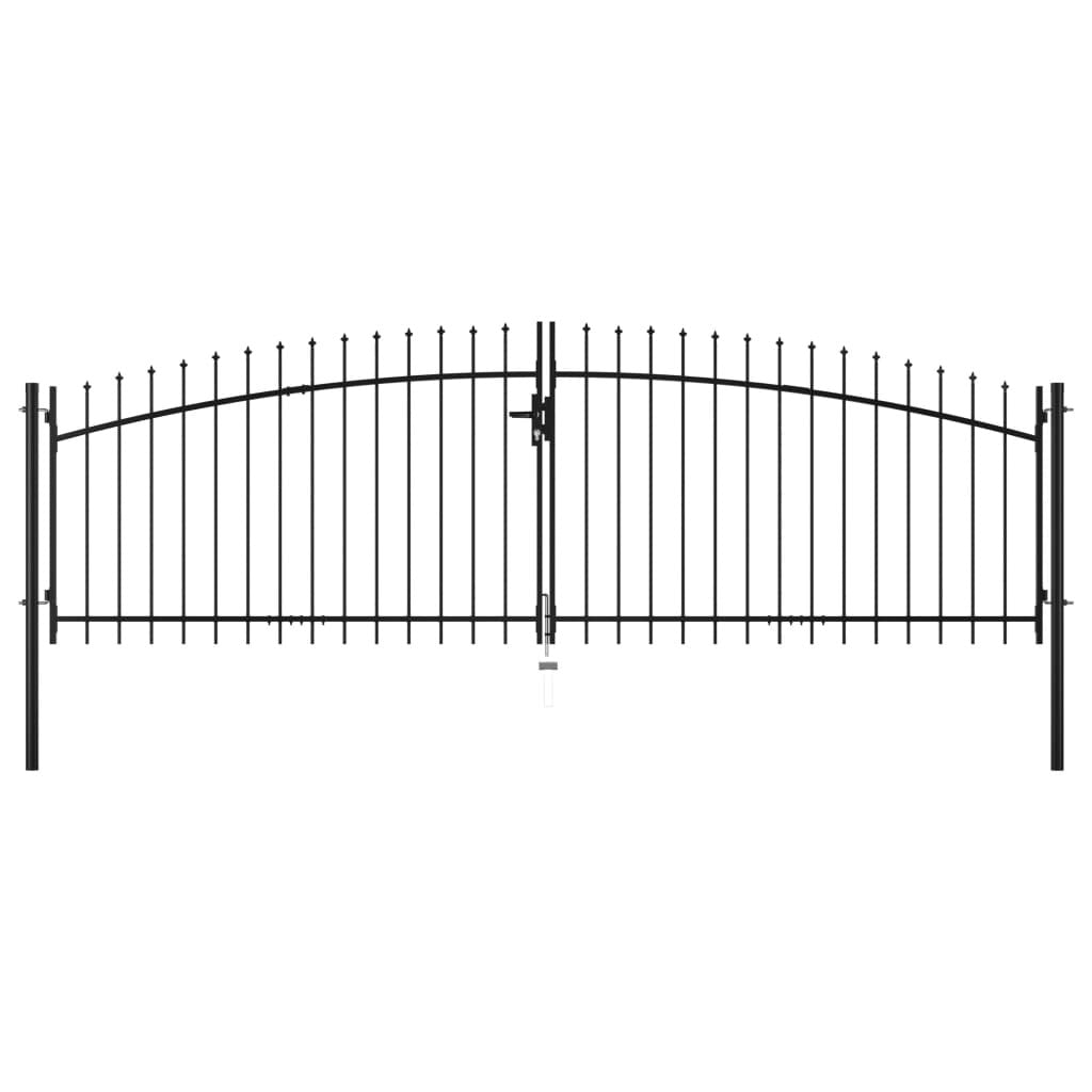 Double Door Fence Gate with Spear Top 157.5"x59.1"