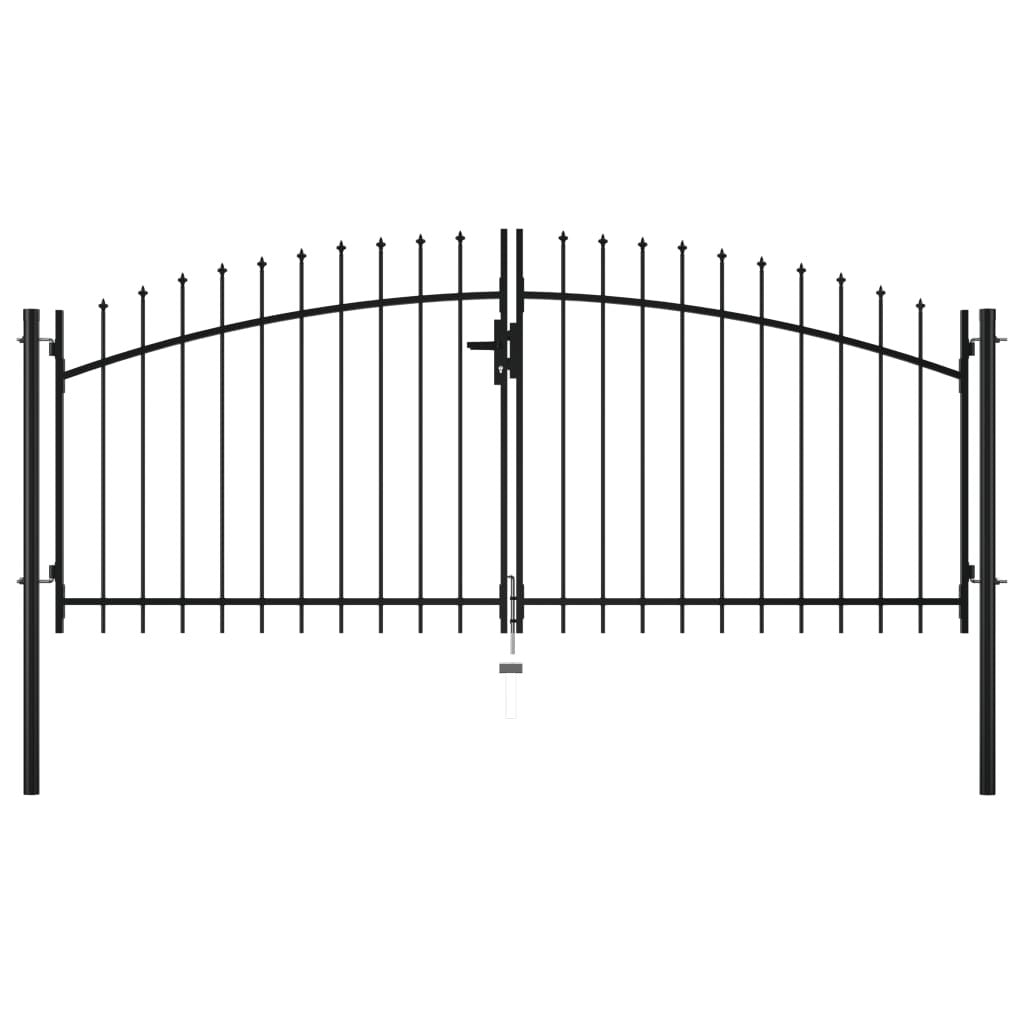 Double Door Fence Gate with Spear Top 118.1"x59.1"