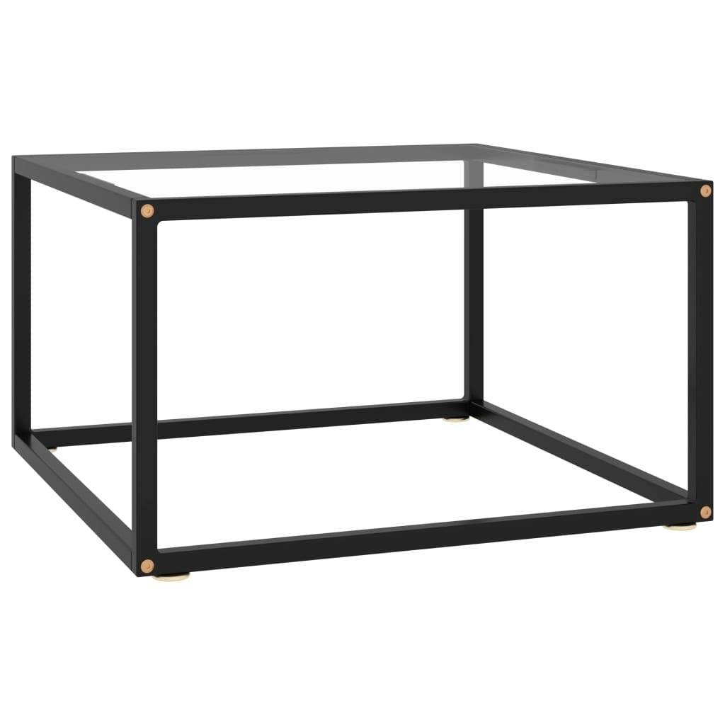 Coffee Table Black with Tempered Glass 23.6"x23.6"x13.8"