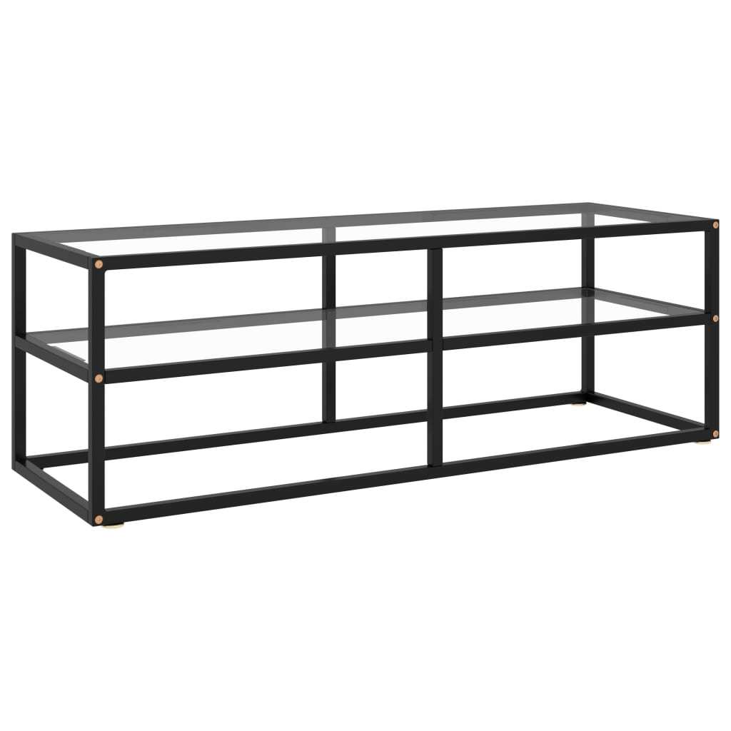 TV Stand Black with Tempered Glass 47.2"x15.7"x15.7"