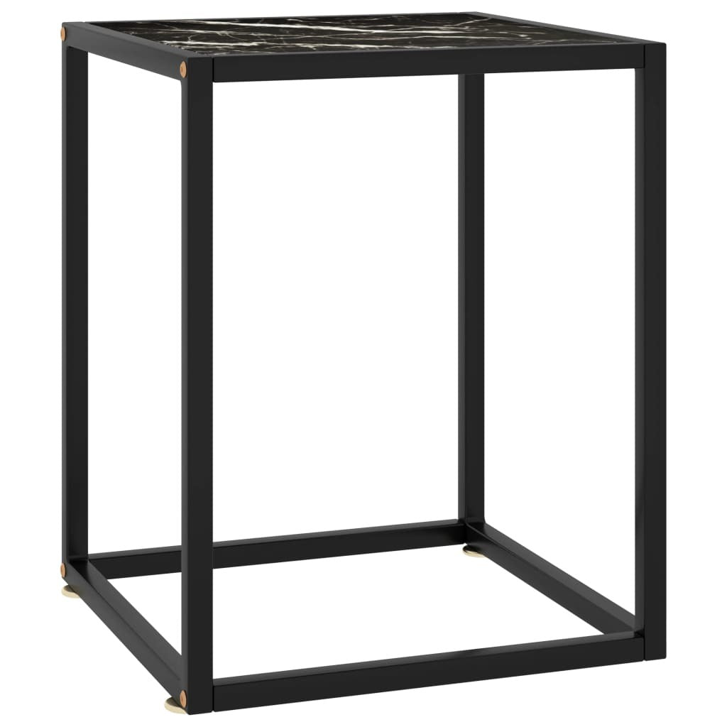 Coffee Table Black with Black Marble Glass 15.7"x15.7"x19.7"