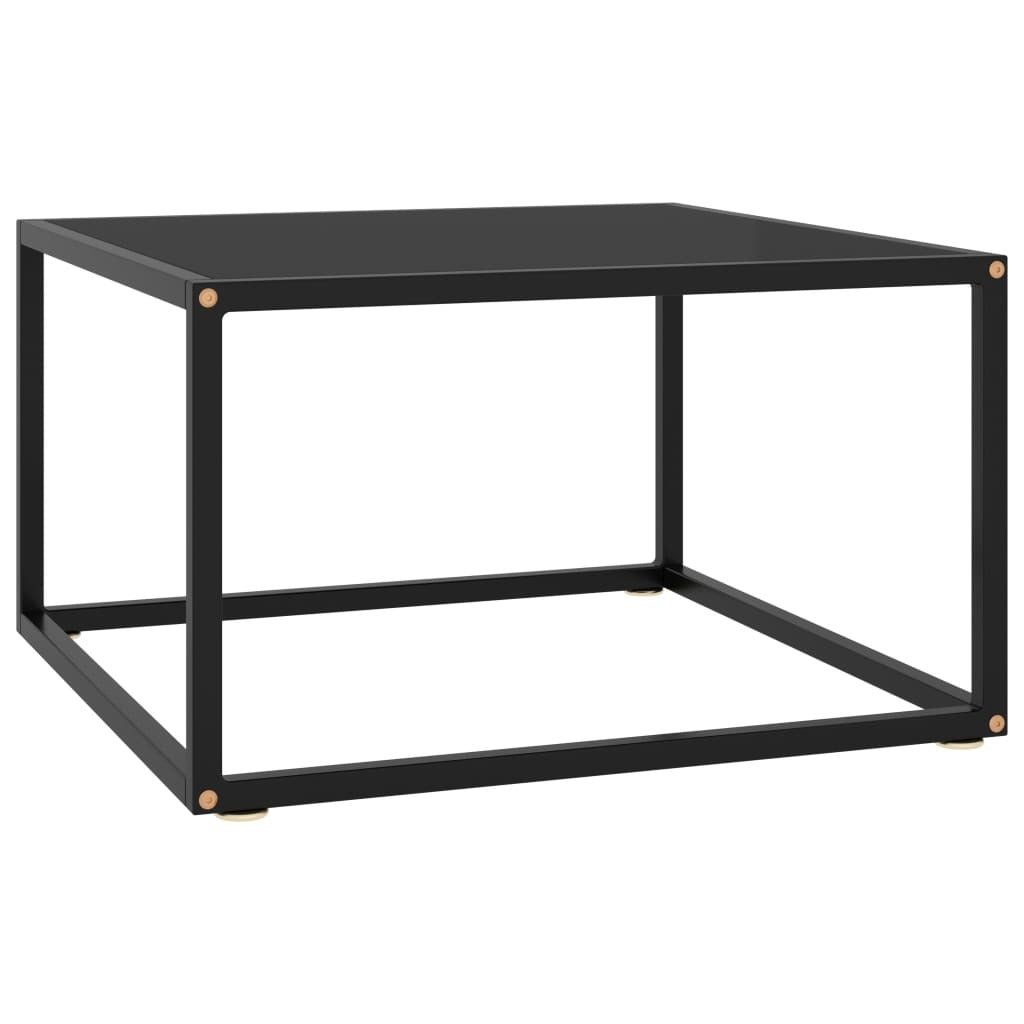 Coffee Table Black with Black Glass 23.6"x23.6"x13.8"