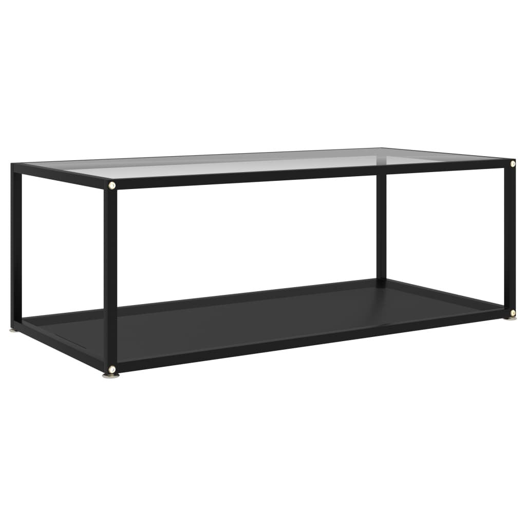 Coffee Table Transparent and Black 39.4"x19.7"x13.8" Tempered Glass