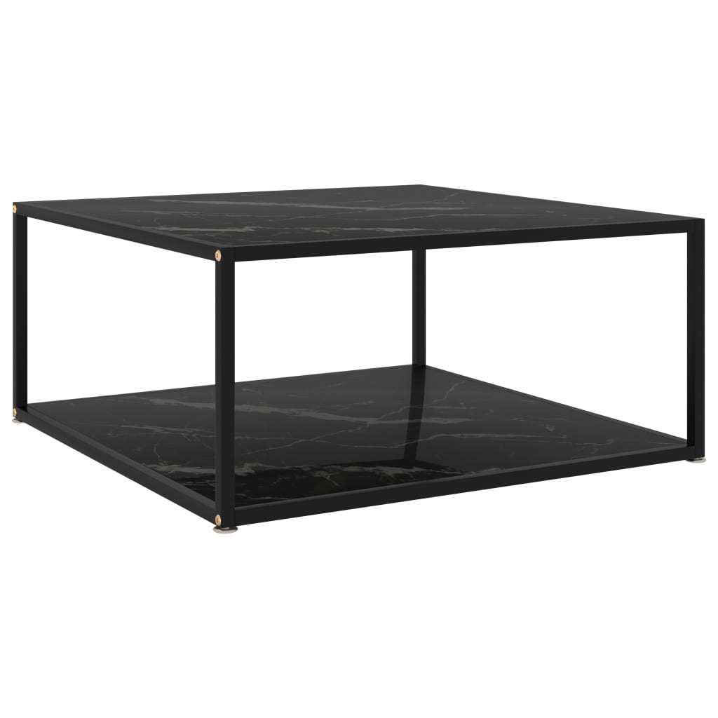 Coffee Table Black 31.5"x31.5"x13.8" Tempered Glass