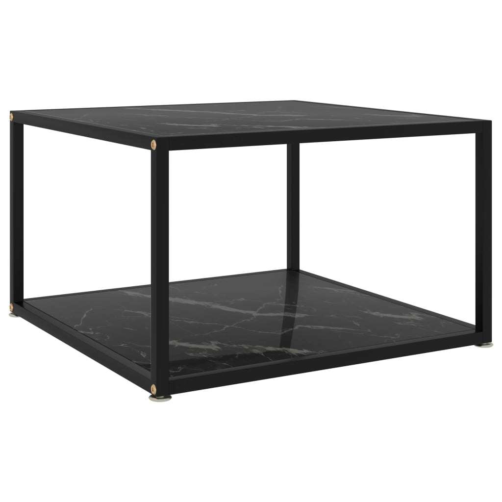 Coffee Table Black 23.6"x23.6"x13.8" Tempered Glass