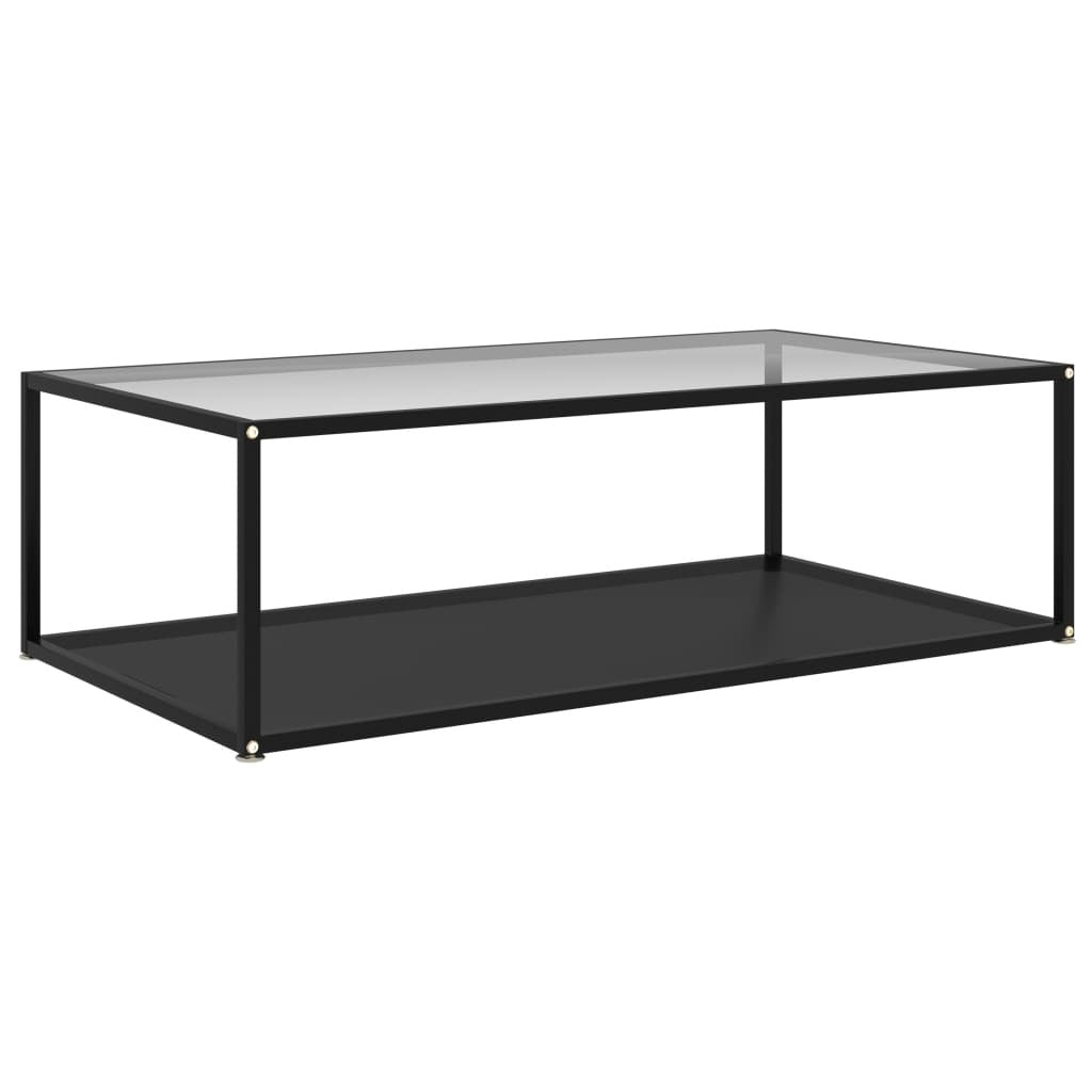 Coffee Table Transparent and Black 47.2"x23.6"x13.8" Tempered Glass