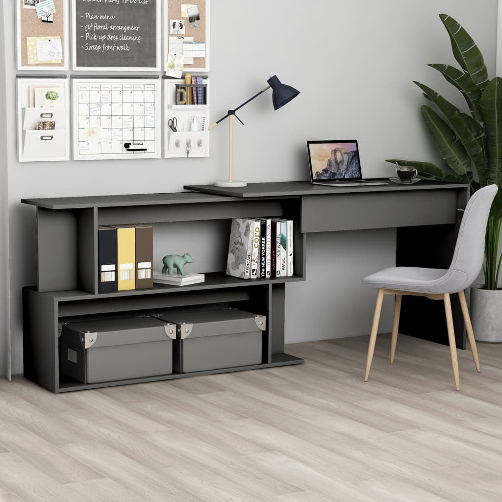 Corner Desk Gray 78.7"x19.7"x29.9" Engineered Wood