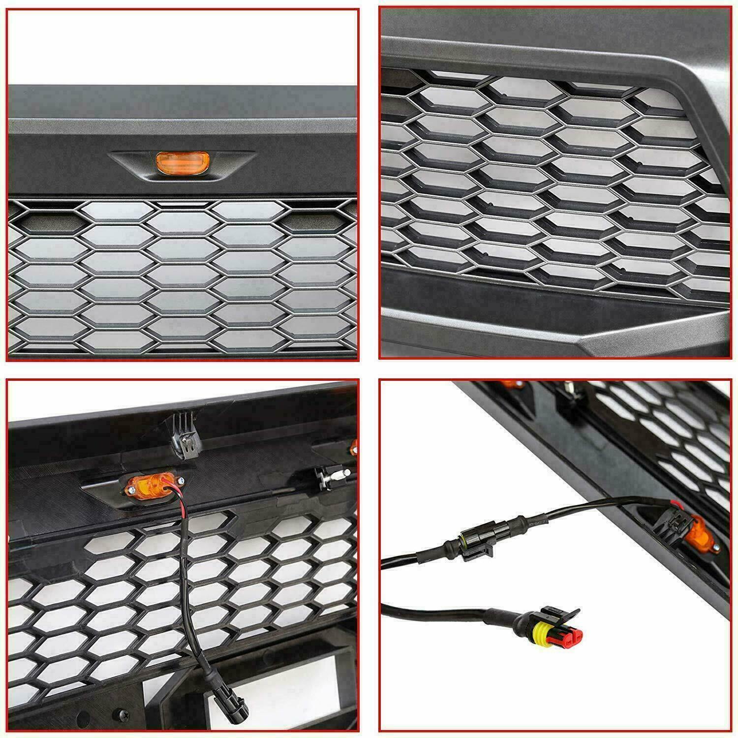 For 2009-2014 Ford F150 Raptor Style Conversion Front Hood Grille With LED Lights