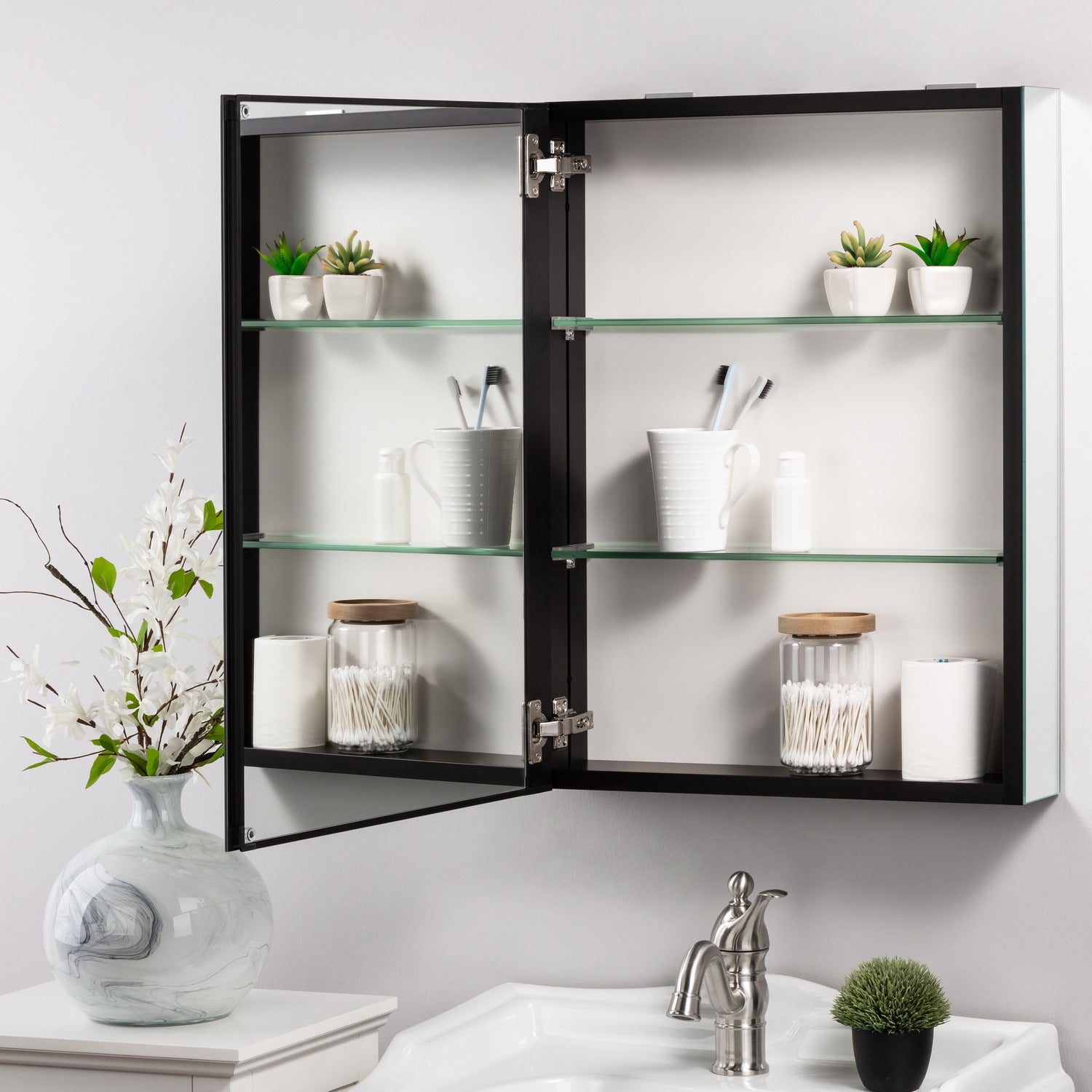 [PICK UP ONLY ]Frameless Single Doors with 2 Adjustable Shelves both for Surface Recessed Medicine Cabinet