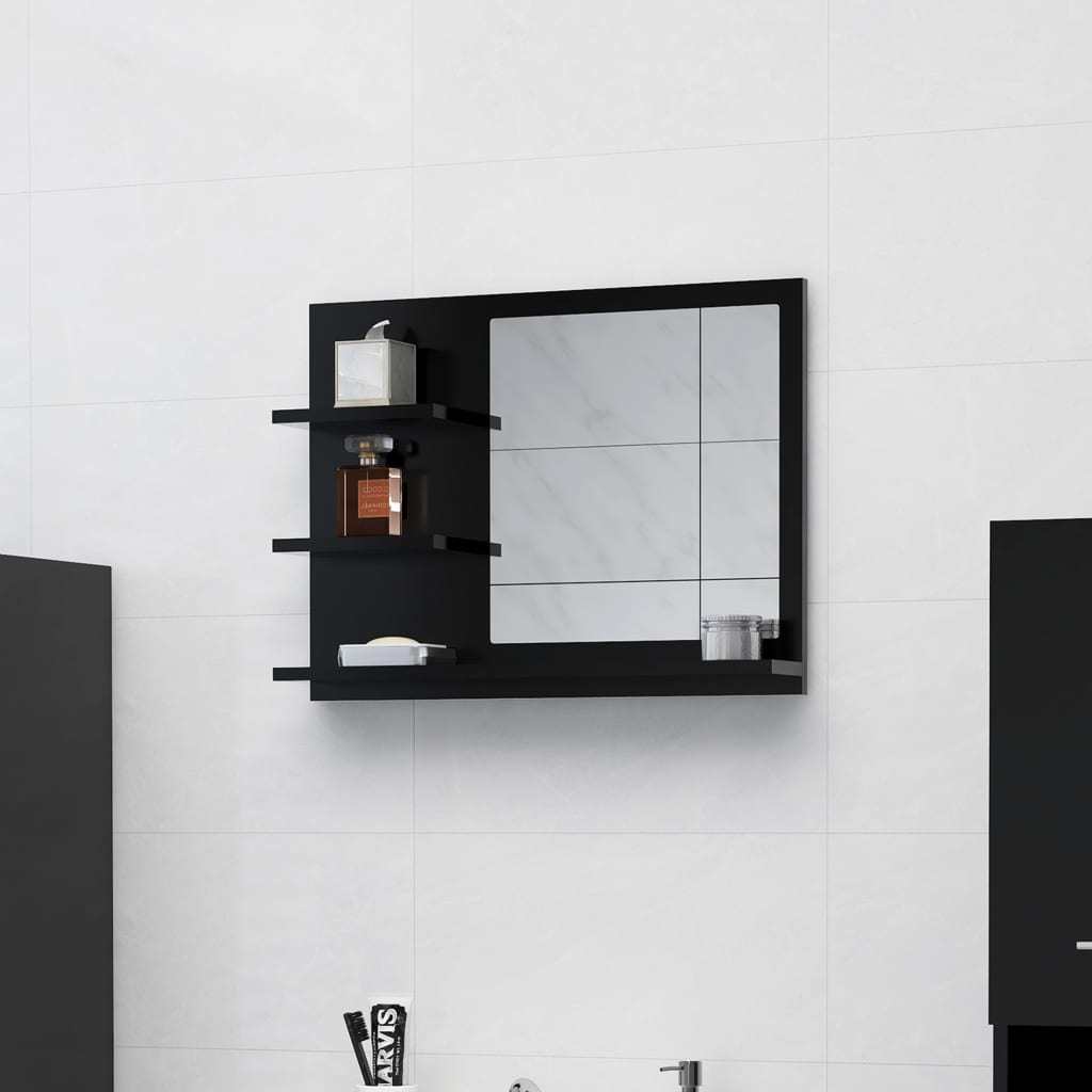 Bathroom Mirror Black 23.6"x4.1"x17.7" Engineered Wood