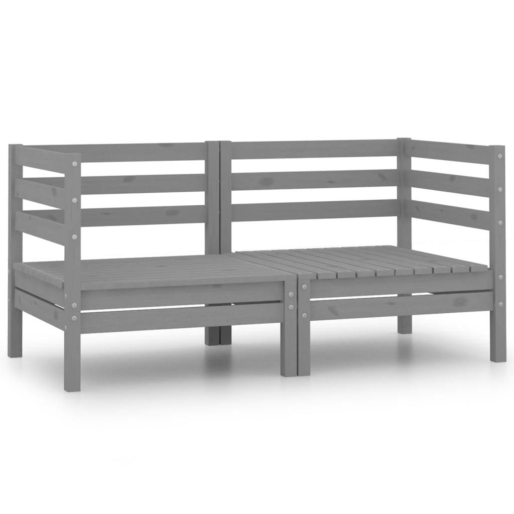 Patio Corner Sofas 2 pcs Gray Solid Wood Pine