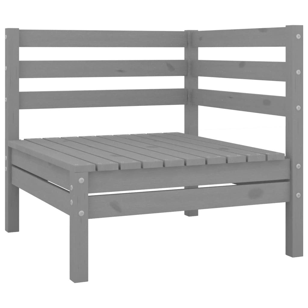 Patio Corner Sofa Gray Solid Wood Pine