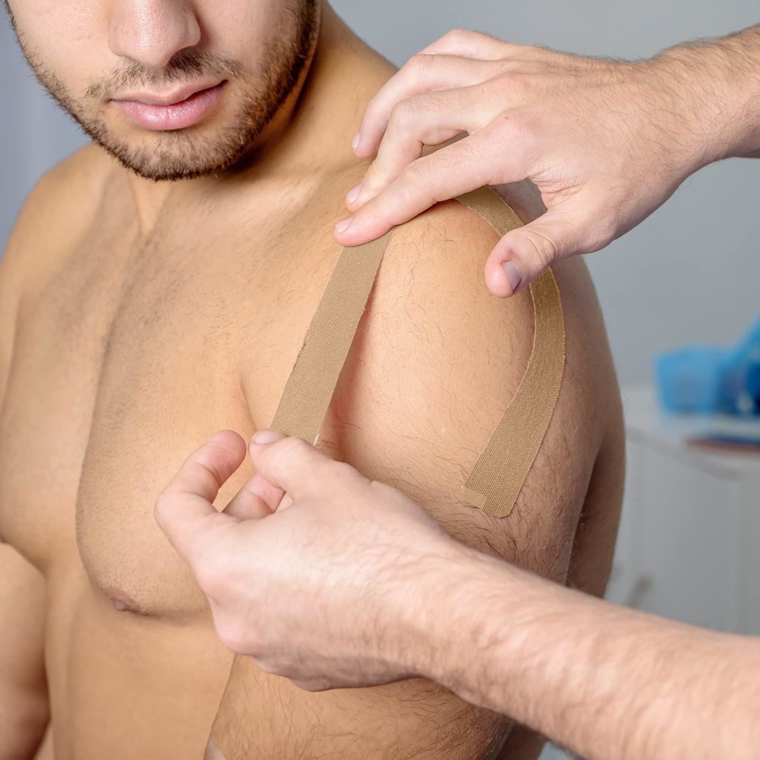 Latex Free Beige Sport Kinesiology Tape Roll 2" x 16.4'; Tex Extreme Kinesiology Tape Uncut; Body Sport Physio Tape for Shoulder; Cuff; Hands; Knees; 