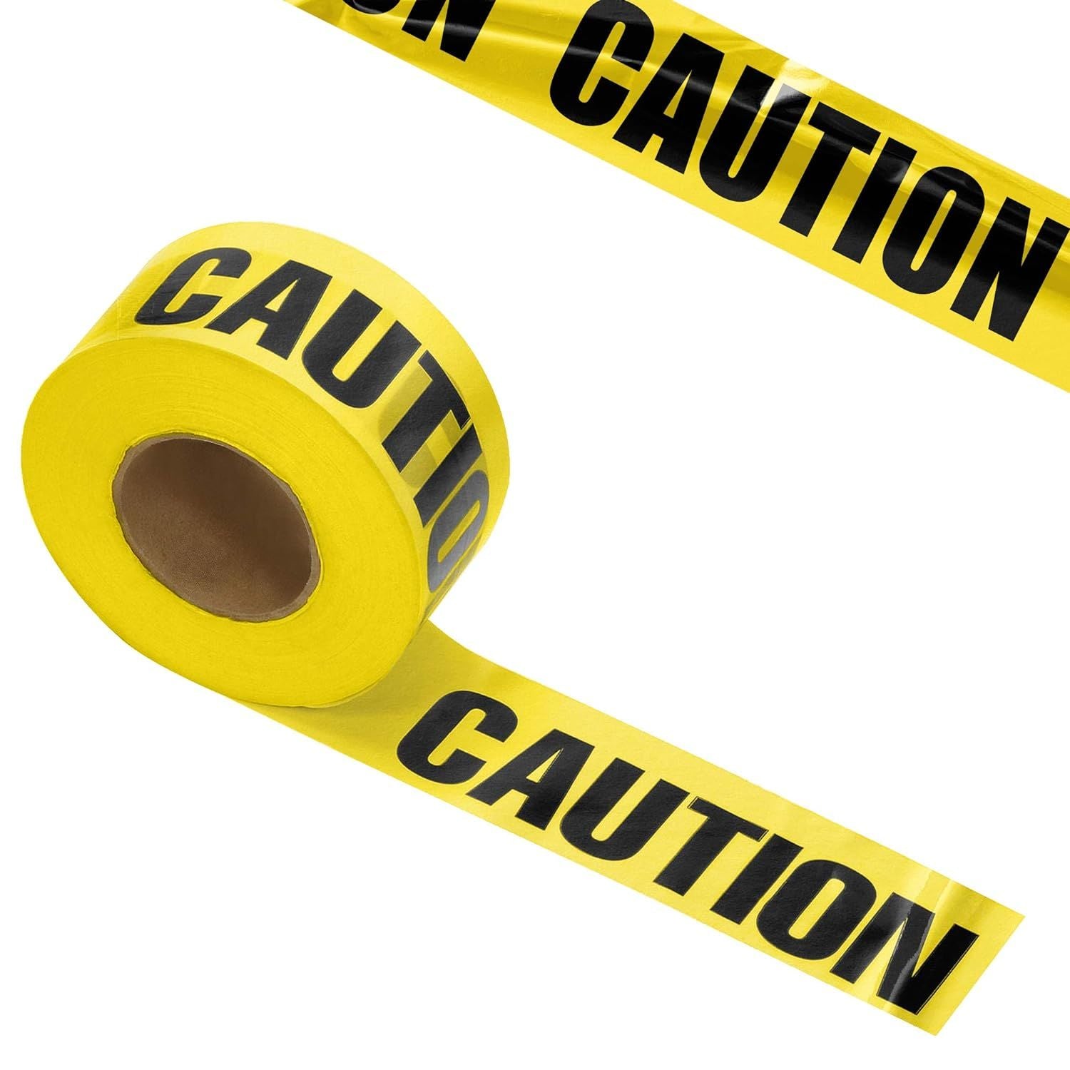 1 Roll of Barricade Tape 3'; Black and Yellow Caution Tape Roll 1000 Feet; Caution Tape 3 Mil; Polyethylene Warning Tape; Bright Construction Tape to 
