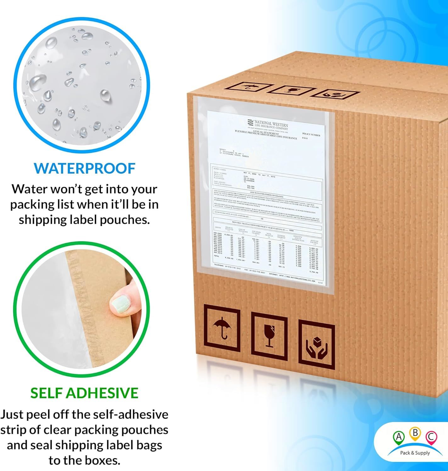 Pack of 100 Packing List Enclosed Envelope 9.5 x 12 Self-Adhesive Top Loading Shipping Label Envelope 9 1/2 x 12 Label Envelope Pouch Top Print Envelo