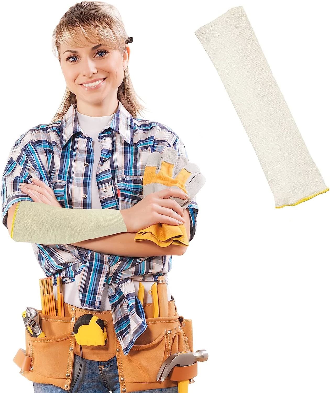 Kevlar Sleeve 18' size. Cut resistant string-knit style sleeve. Slash resistant arm sleeve. Double Ply Plain oversleeve. Mechanic Sleeve for Men; Wome