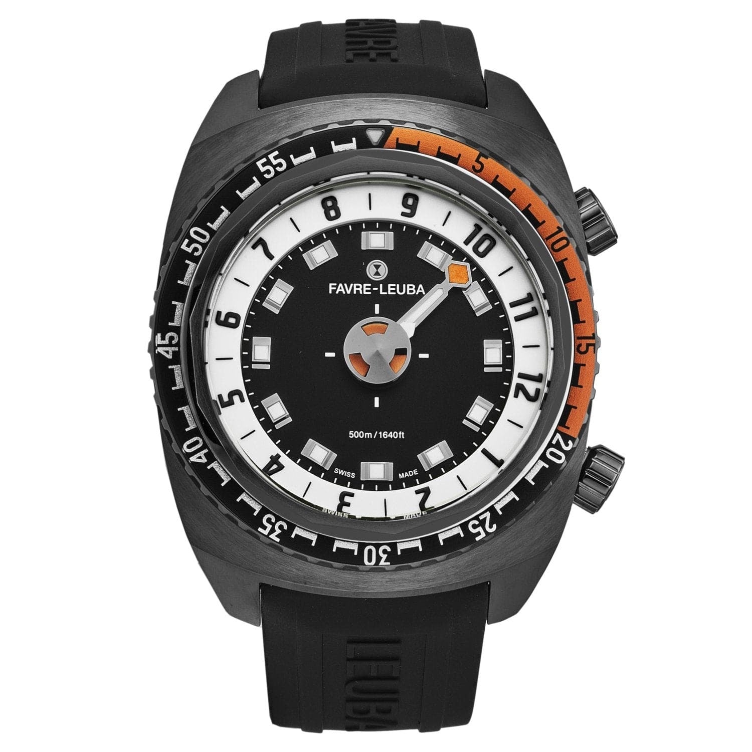 Favre-Leuba Men's 00.10101.09.13.31 'Raider Harpoon' Black White Dial Black Rubber Strap Automatic Watch