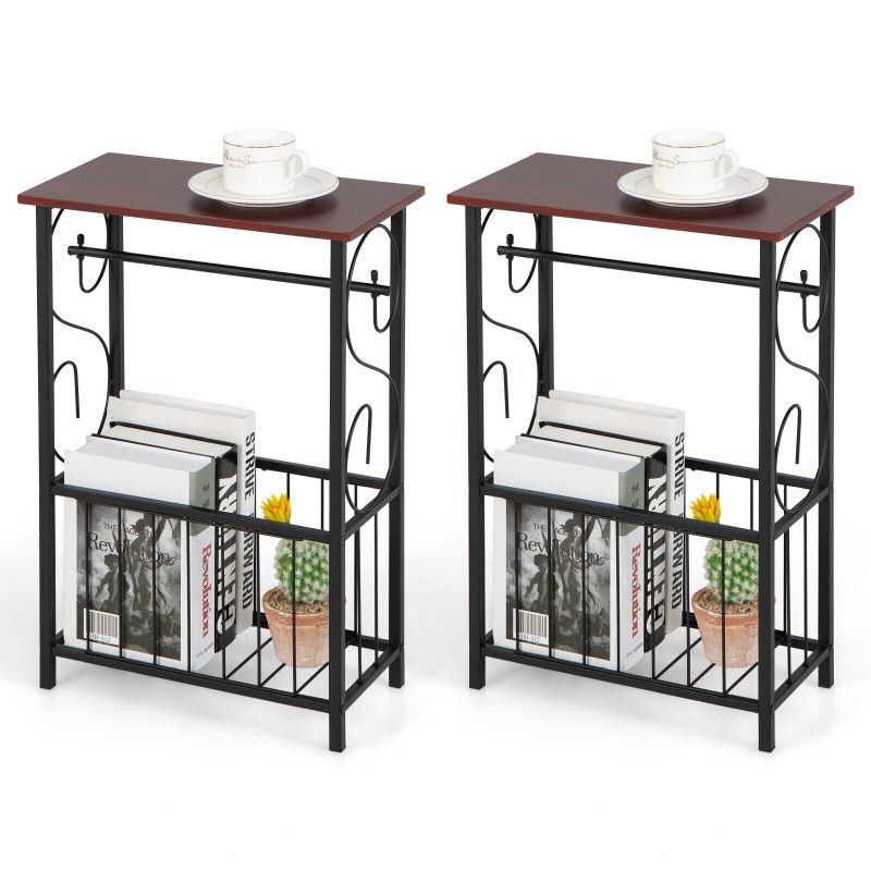 Living Room Bedroom Decor Mobile Sofa End Side Table 2 PCS