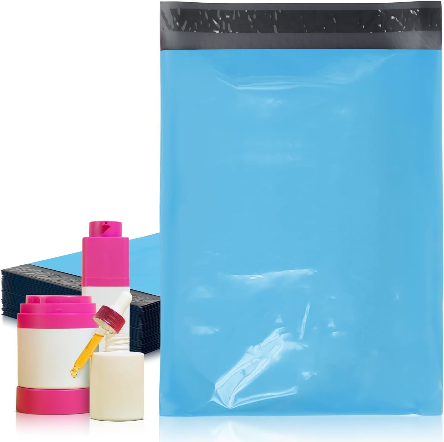 Blue Poly Mailers 12 x 15.5; Peel and Seal Poly Shipping Bags for Small Business Pack of 100; Waterproof Shipping Envelopes for Clothing 3.2 Mil; Tear