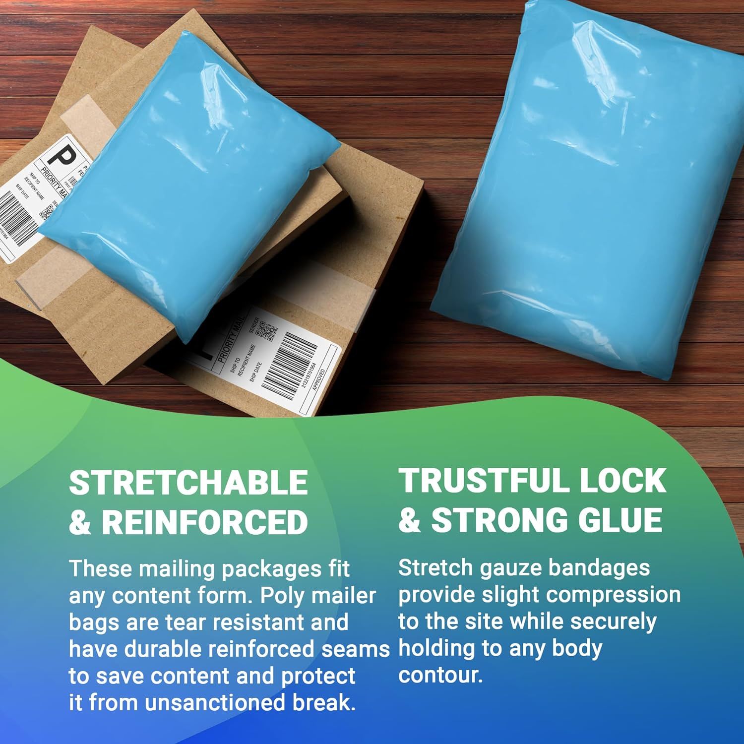 Blue Poly Mailers 12 x 15.5; Peel and Seal Poly Shipping Bags for Small Business Pack of 100; Waterproof Shipping Envelopes for Clothing 3.2 Mil; Tear