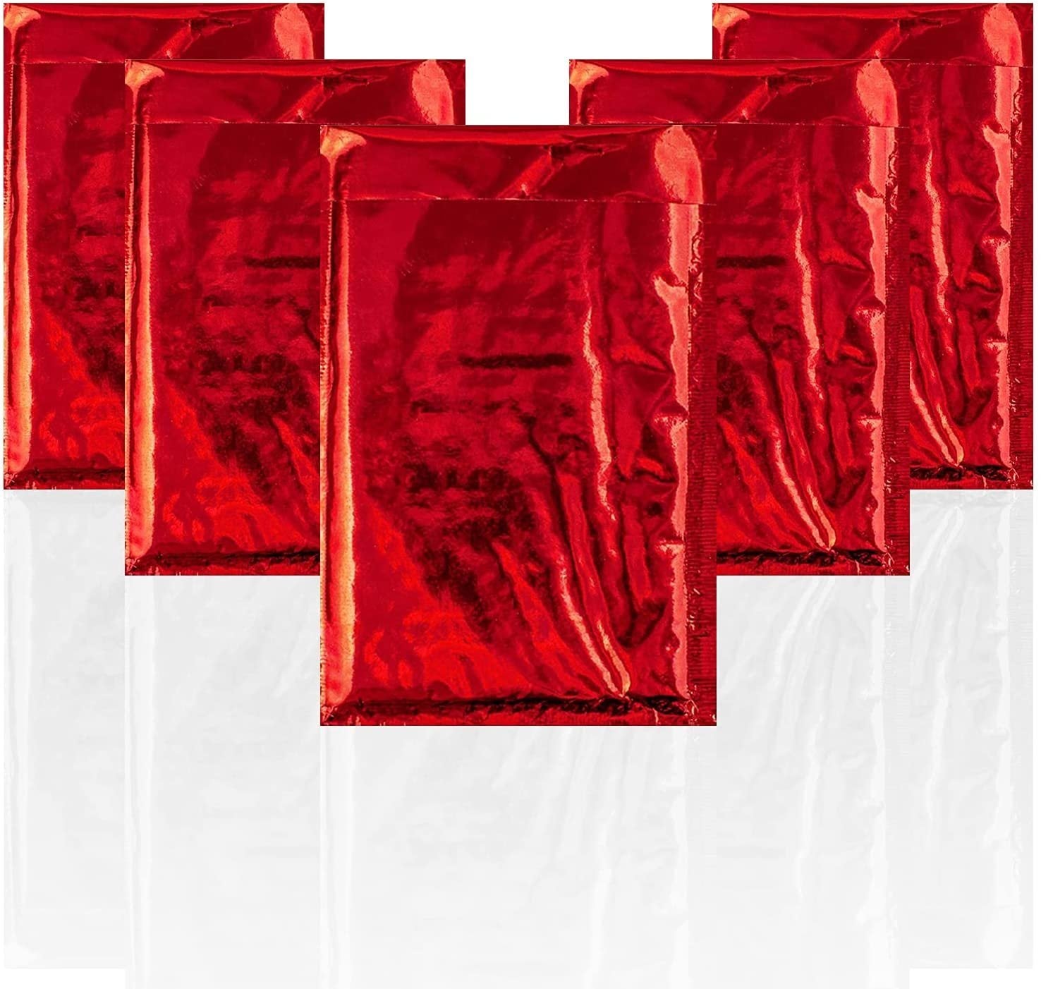 Pack of 10 Hot Red Bubble Mailers 5 x 9 Padded Envelopes Cushion Envelopes 5x9 Peel and Seal; Glamour Metallic Foiled Milers; Packaging and Packing Supplies; Bags with Cushioning