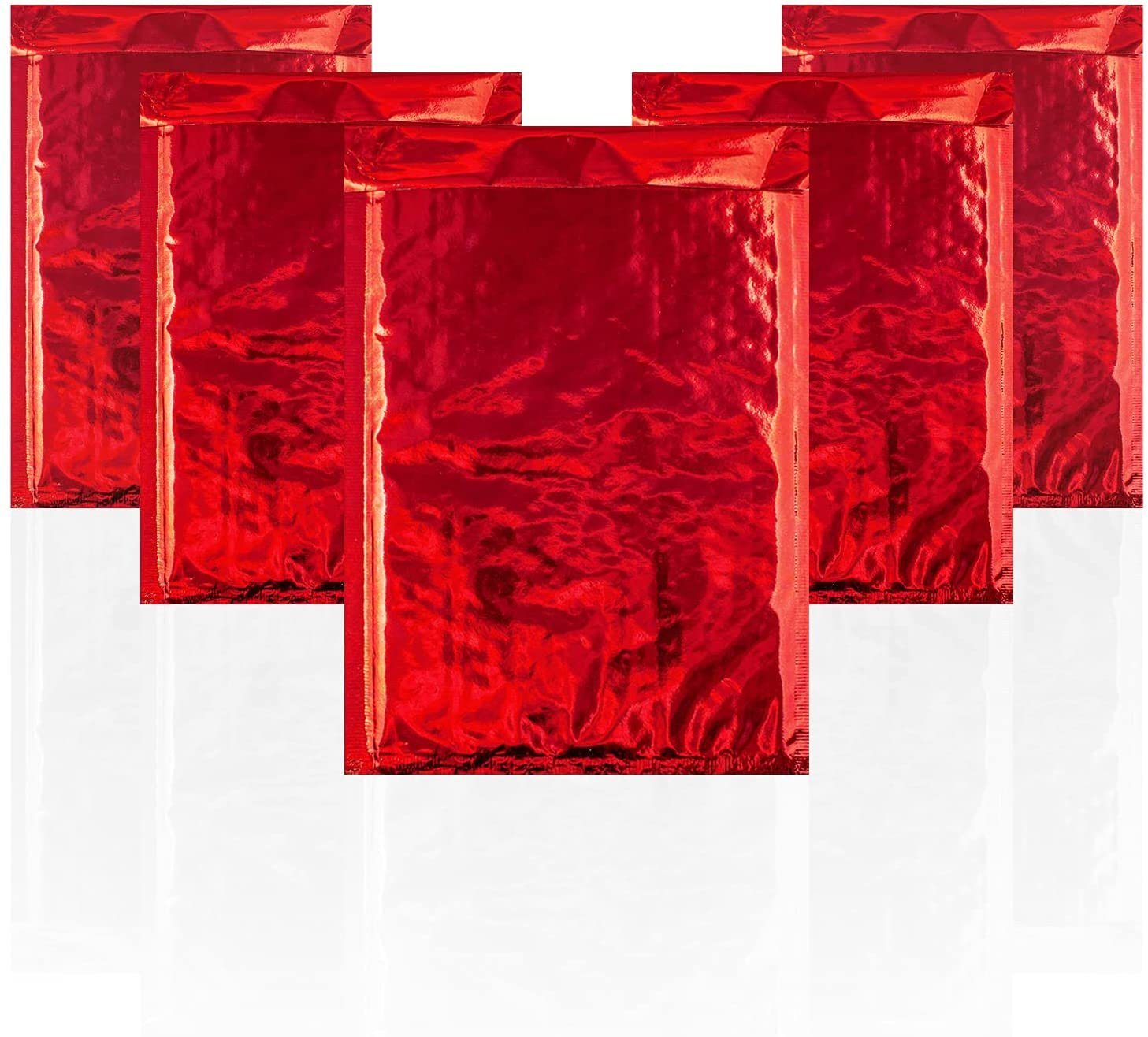 Pack of 10 Hot Red Glamour Metallic Bubble Mailers 7.25 x 11 Padded Envelopes 7 1/4 x 11 Lined Cushion Mailers with Peel and Seal for Mailing Shipping Packaging and Packing Supplies