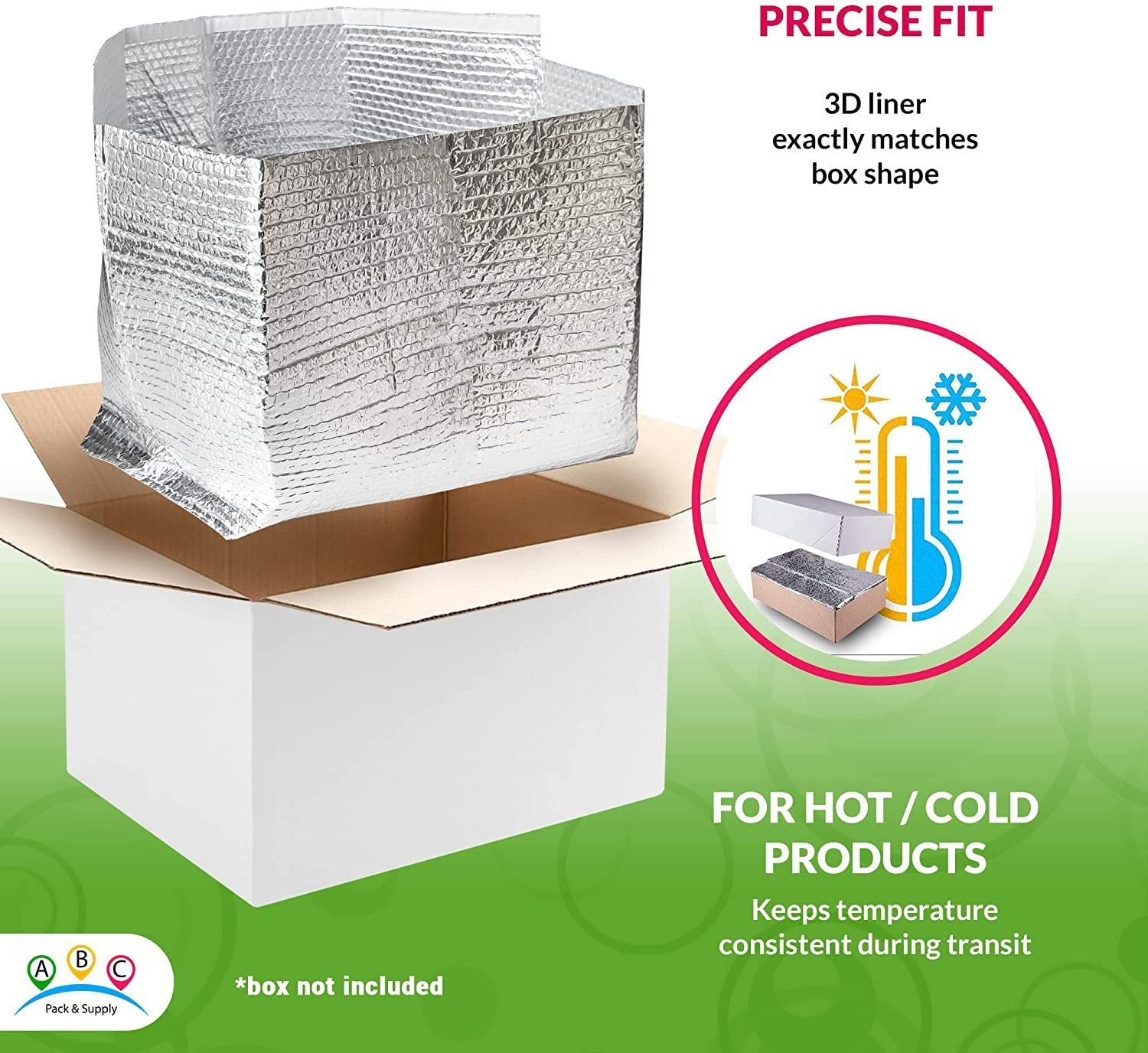 Insulated Box Liners 8 x 8 x 8. Pack of 10 Insulated Shipping Boxes for Frozen Food. 8x8x8 Cold Shipping Boxes. Leakproof Lightweight Insulated Shippi