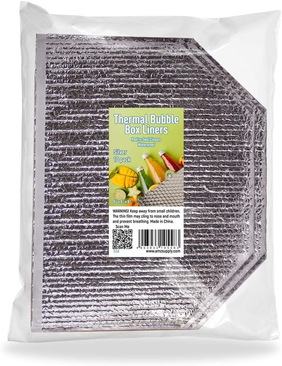 Insulated Box Liners 8 x 8 x 8. Pack of 10 Insulated Shipping Boxes for Frozen Food. 8x8x8 Cold Shipping Boxes. Leakproof Lightweight Insulated Shippi