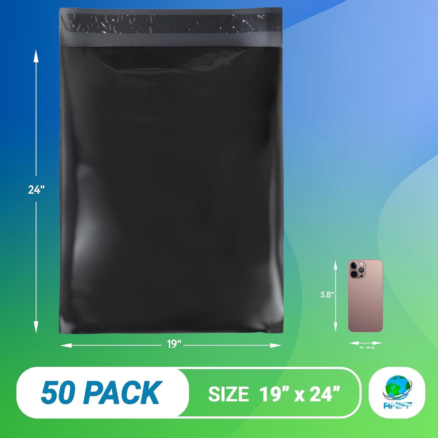 Pack of 50 Black Poly Mailers 19 x 24 Shipping Bags for Clothing 3.2 mil. Poly Mailer Bags 19x24 Plastic Mailing Envelopes for Clothes. Tear Proof Mai