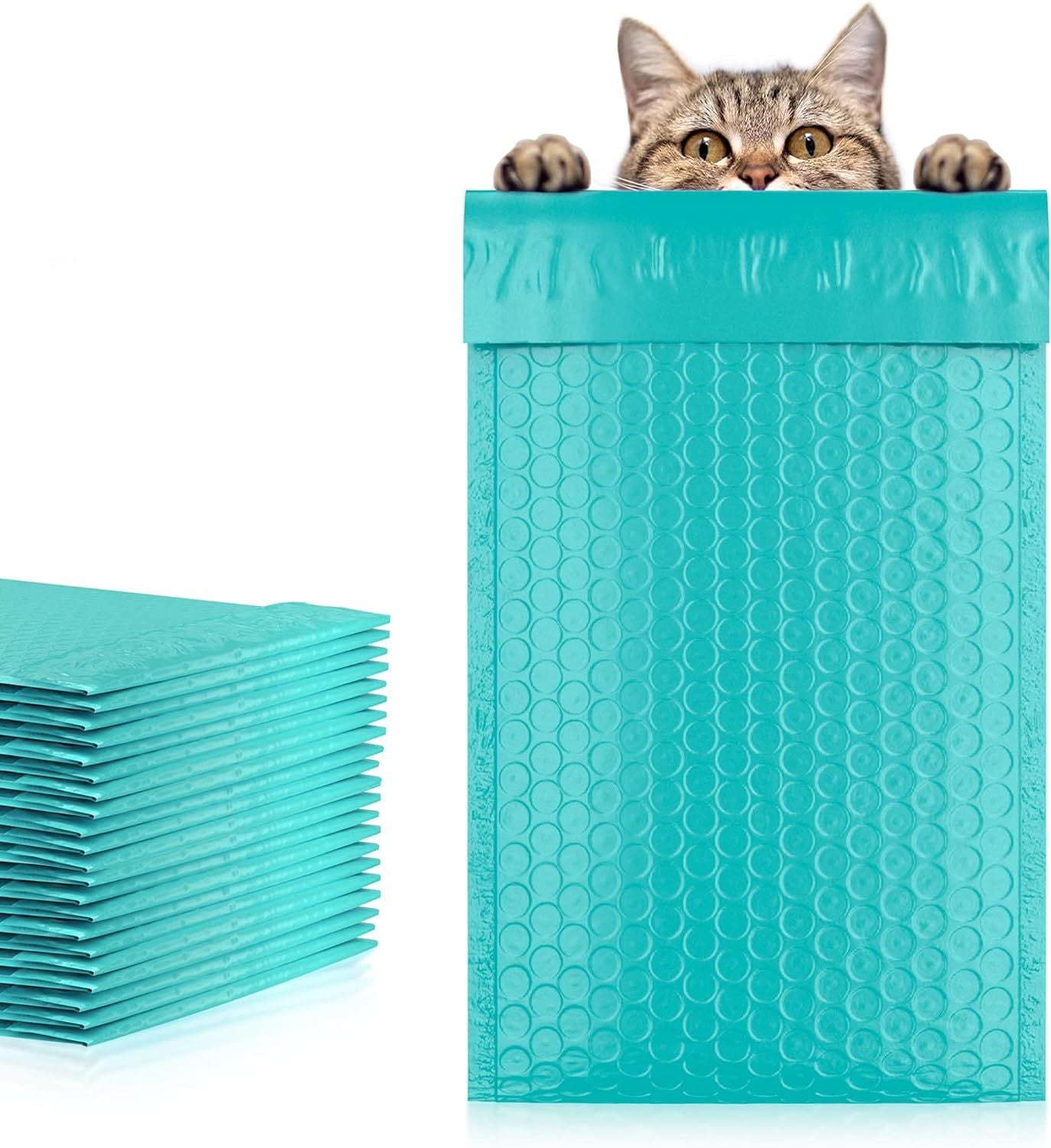 Pack of 50 Teal Bubble Mailers 4 x 7 Poly Padded Envelopes with Peel and Seal Closure 4x7 Waterproof Cushion Bagsfor Mailing Shipping Packing and Packaging; Poly Bags with Bubble Cushioning