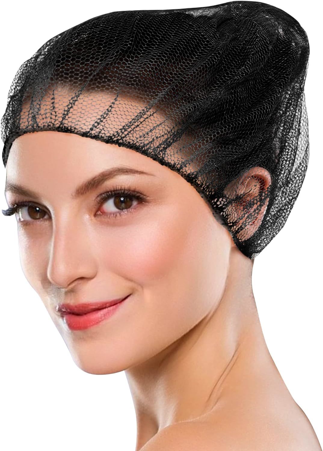 100 Pack Black Micro Nylon Hairnets. 21' Size Disposable Black Hairnets with Elastic Edge Mesh. Stretchable Hairnet Caps for Food Service Cooking. Industrial Use Lightweight Breathable Wholesale Price